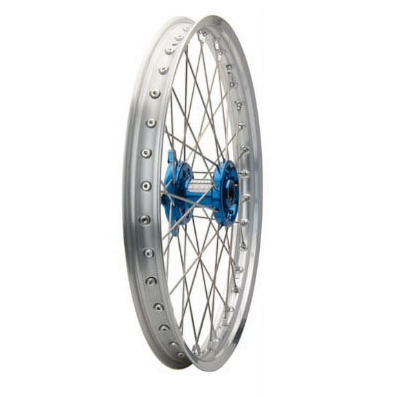 Impact Complete Wheel - Front 21 x 1.60 Silver Rim/Silver Spoke/Blue Hub For Yamaha