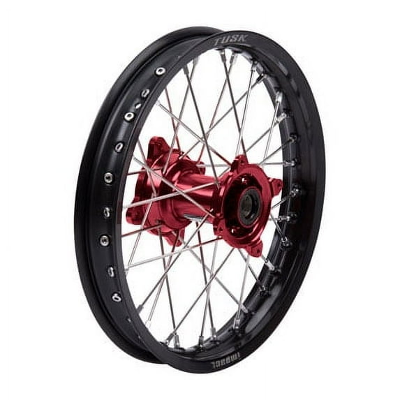Impact Complete Wheel - Rear 16 x 1.85 Black Rim/Silver Spoke/Red Hub For Honda