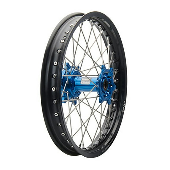 Impact Complete Wheel - Rear 18 x 2.15 Black Rim/Silver Spoke/Blue Hub Compatible With Gas Gas MC 125 2021