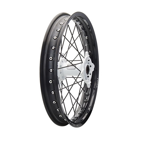 Impact Complete Wheel - Rear 19 x 2.15 Black Rim/Black Spoke/White Hub Compatible With Gas Gas MC 125 2021