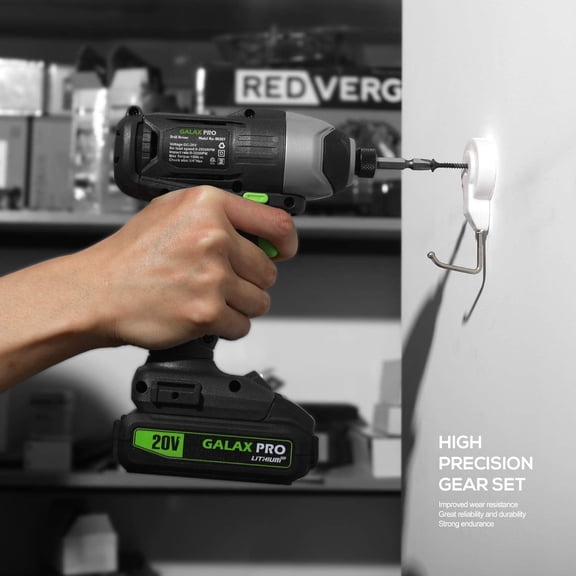 Impact Driver 20 V Lithium Ion 1/4" Hex Cordless Driver with LED Work Light, 6 Pieces Screwdriver Bits, Variable Speed (0-2800 RPM)- 1.3 Ah Battery and Charger Included