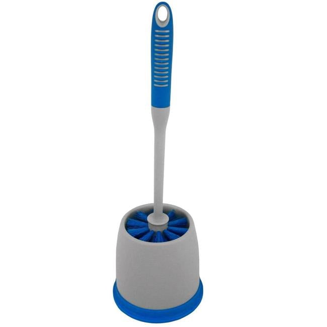 Impact IMPT000200 Ergonomic Scratchless Deluxe Toilet Bowl Brush & Caddy, Blue & Gray - Pack of 12