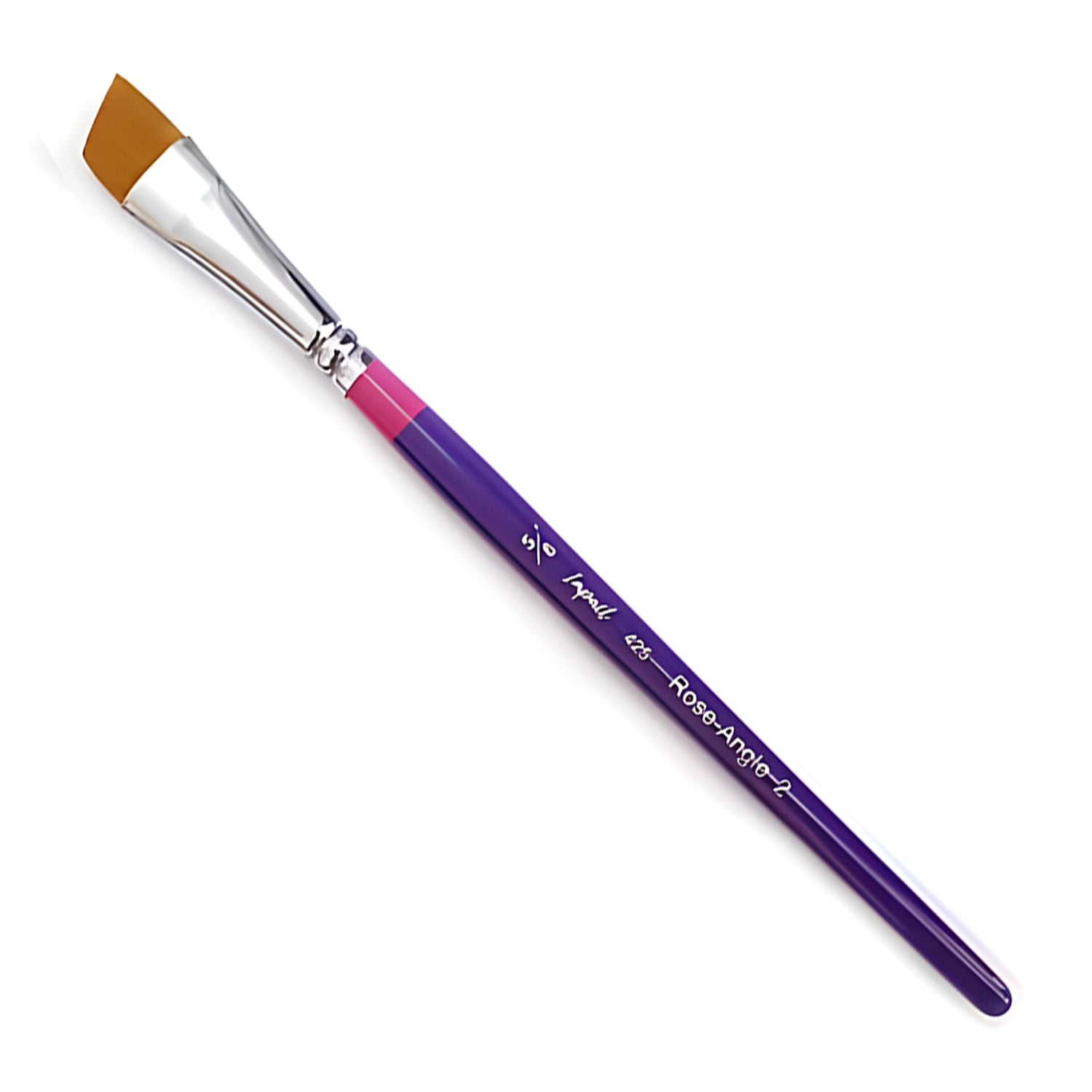 Impact Face Painting Brush - Rose Angle 2 (5/8"), Short Bristle Length, Professional Artist Body and Face Paint Brush, Synthetic Nylon Bristles, Purple Handle