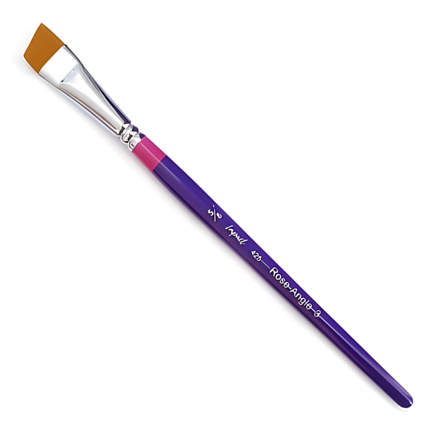 Impact Face Painting Brush - Rose Angle 3 (5/8"), Shorter Bristle Length, Professional Artist Body and Face Paint Brush, Synthetic Nylon Bristles, Purple Handle
