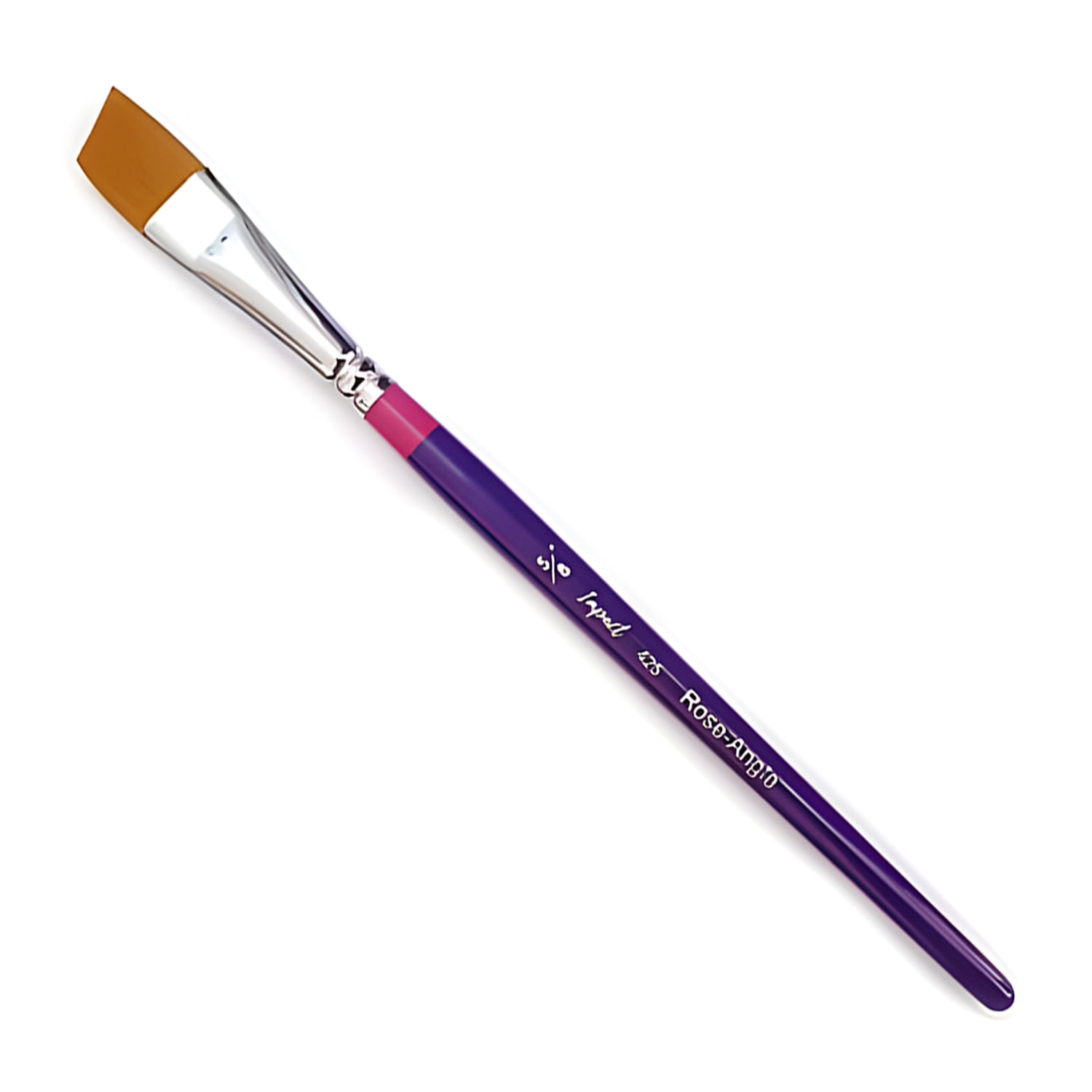 Impact Face Painting Brush - Rose Angle (5/8"), Standard Bristle Length, Professional Artist Body and Face Paint Brush, Synthetic Nylon Bristles, Purple Handle