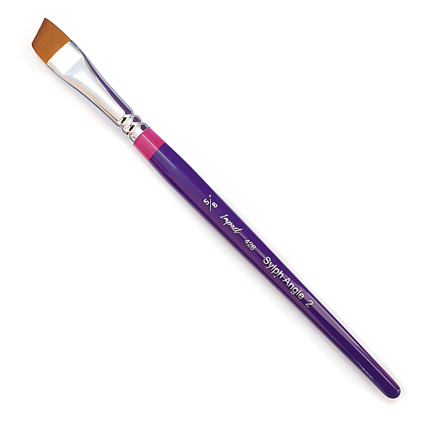 Impact Face Painting Brush - Sylph Angle 2 (5/8"), Professional Artist Body and Face Paint Brush, Synthetic Nylon Bristles, Purple Handle