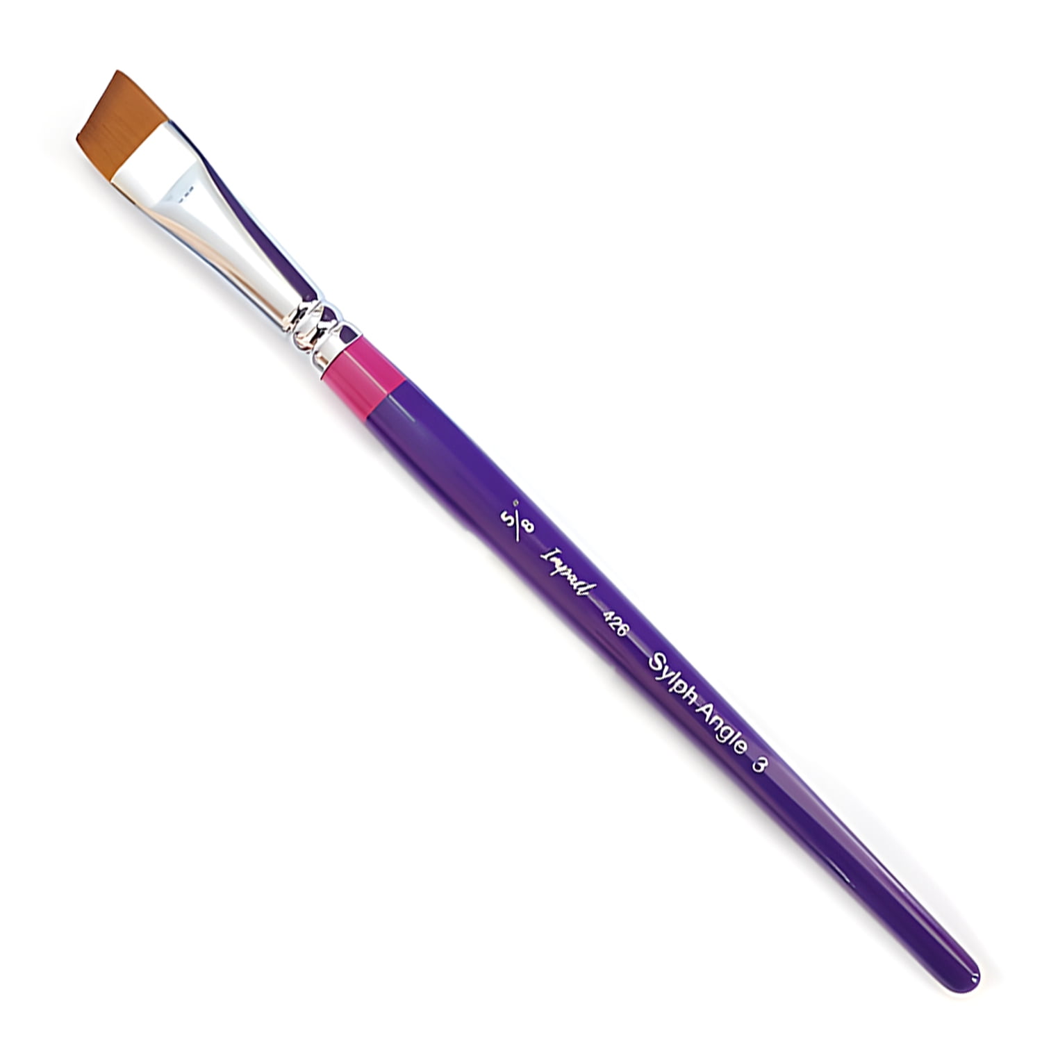 Impact Face Painting Brush - Sylph Angle 3 (5/8"), Professional Artist Body and Face Paint Brush, Synthetic Nylon Bristles, Purple Handle