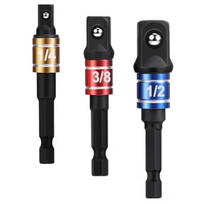 Impact Grade Socket Adapter Set, 1/4", 3/8", & 1/2" Drive, Extension Driver Bit With Holder, for Power Drill to High Torque Impact Wrench
