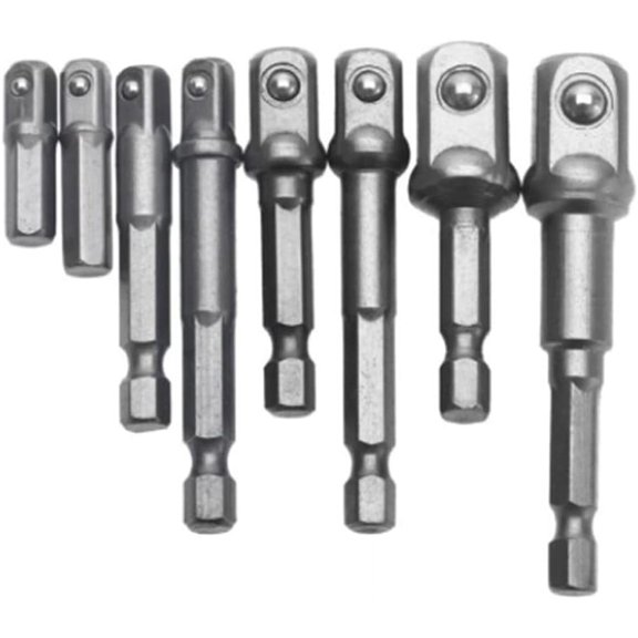 Impact Grade Socket Adapter Set, Heat-Treated Hardened Chrome Vanadium For Quick Change Drill Extension, Woodworking Essential, 8-Piece Set