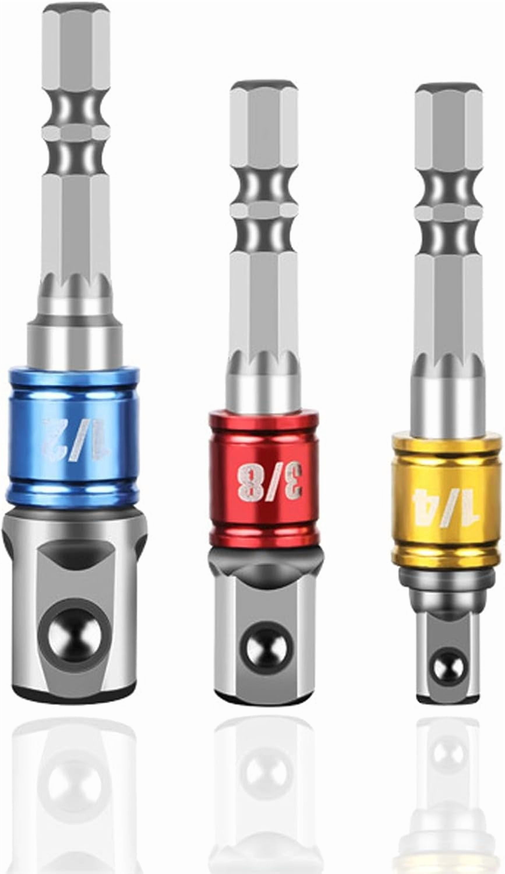Impact Grade Socket Adapter Set Using CR-V Steel, 3" Extension Bit, 3 ...
