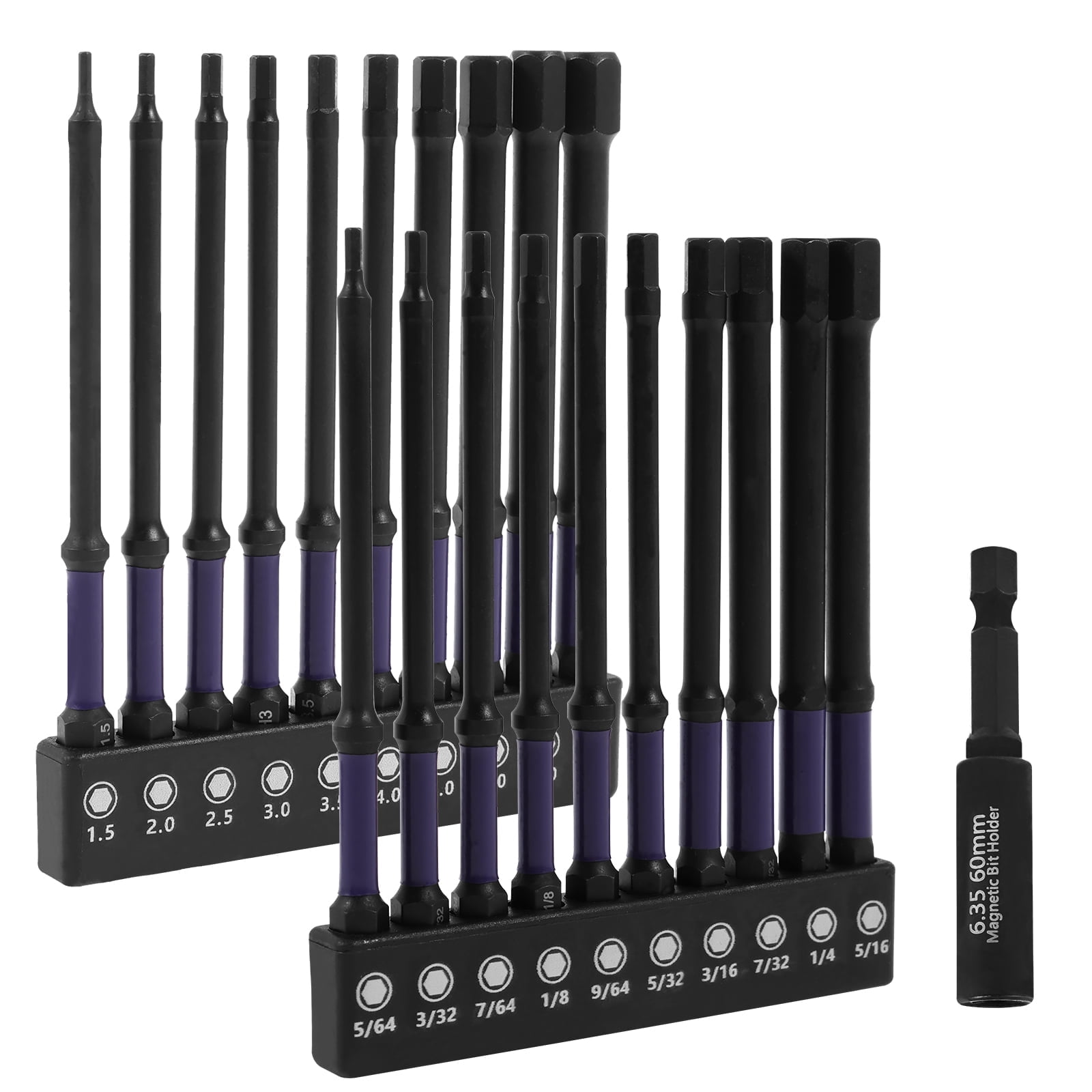 Impact Hex Head Allen Wrench Drill Bit Set 1/4 Inch Quick Release S2 Alloy Steel 21 Pcs (purple )