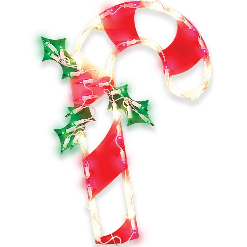 Green Red White Candy Cane Silhouette Window Decoration