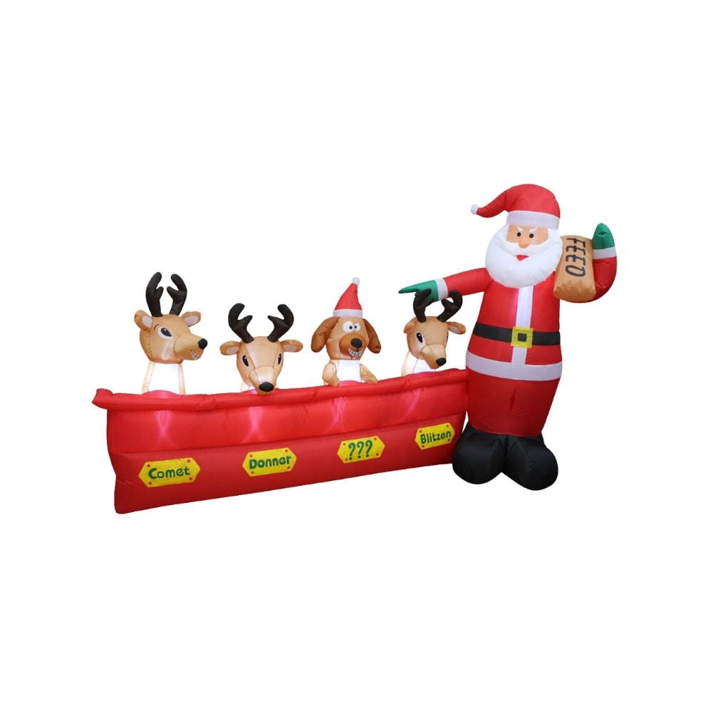 Impact Lighted Santa with Reindeer Yard Inflatable, 60"