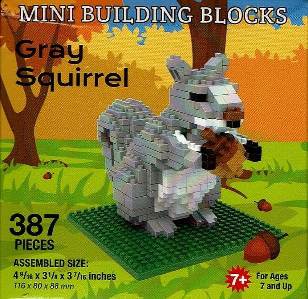 Blocky Squirrel Mini Building Blocks Animal Kit - Gray Squirrel Figurine, 387 Pieces ...