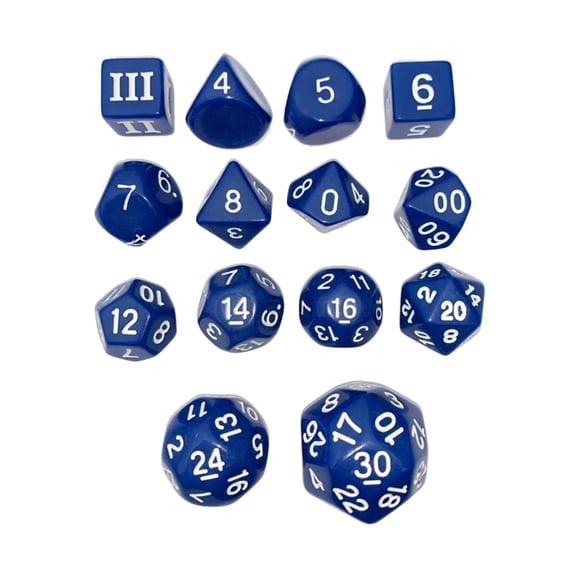 Impact Miniatures Dice of Unusual Sizes Set - Indigo w/White (14) New