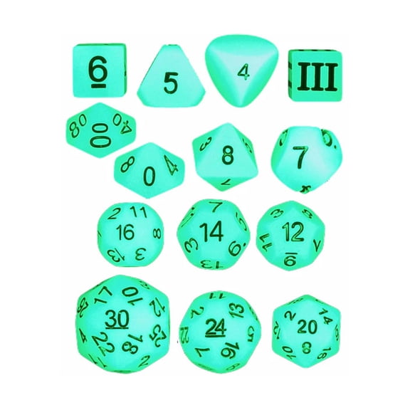 Impact Miniatures Poly Unleashed Arcana Dice Set - Lightning Bolt w/Green (14) New