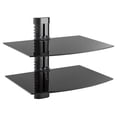 thumbnail image 1 of Impact Mounts Double Glass Height Adjustable AV Component Shelf Wall Mount DVD Game Cable Box, 1 of 2