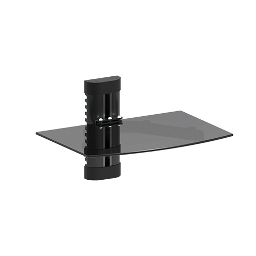 Impact Mounts Single Glass Height Adjustable AV Component Shelf Wall Mount DVD Game Cable Box