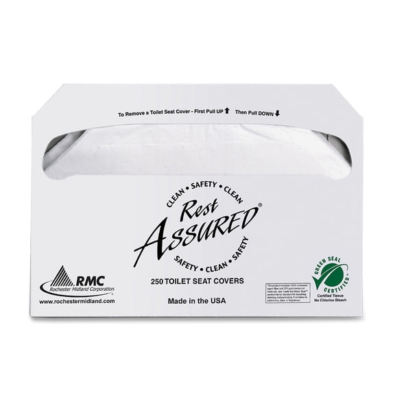 Rochester Midland Half-Fold Toilet Seat Covers, Case Of 1,000 Covers