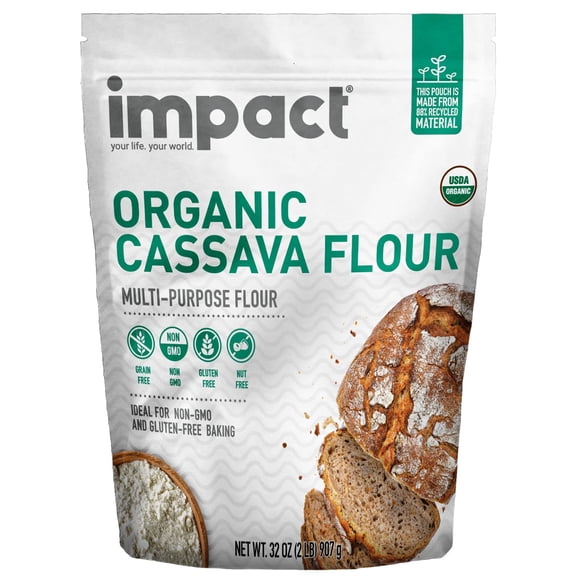 Impact Products Organic Cassava Flour Multi-purpose Grain Free Wheat Flour Replacement, 2 lbs