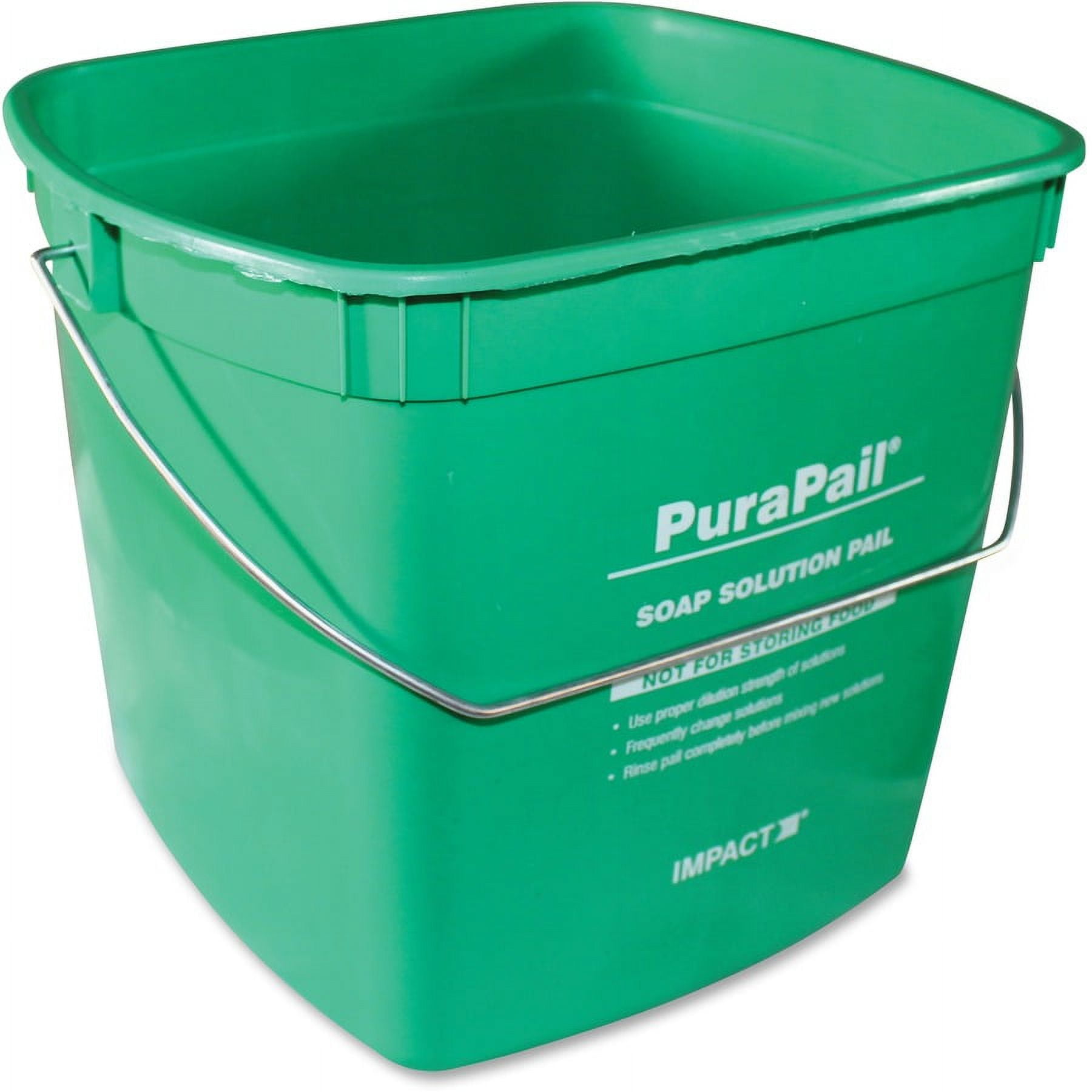 RW Clean 6 Qt Square Green Plastic Cleaning Bucket - with Plastic Handle -  8 1/2 x 8 1/2 x 7 1/4 - 1 count box