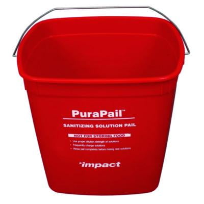 Impact Purapail Sanitizing Bucket, 6 Qt, Polyethylene, Red 5506-6S