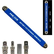 Impact Ready Offset Extension Wrench, Tight Reach Extension Wrench Set, with 1/2"", 1/4"" and 3/8"" Square Drive Adapters, Universal Extensions Wrench for Small Place  Blue