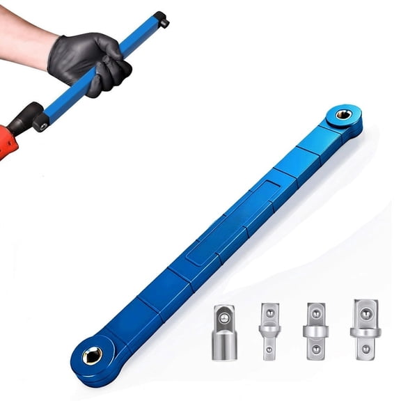 Impact Ready Offset Extension Wrench, Tight Reach Extension Wrench Set, With 1/2", 1/4" And 3/8" Square Drive Adapters, Universal Extensions Wrench For Small Place