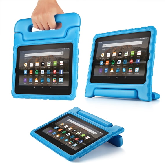 Impact Resistant Case for 6th Gen 2016 Release Fire HD 8 Tablet, Lightweight Kid Proof Shock Resistant Protective Cover Stand with Handle (Blue)