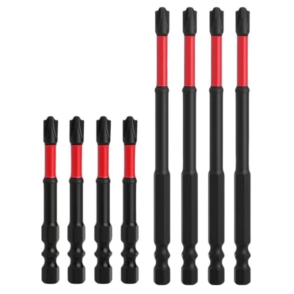 Impact Screwdriver Bit Set - 65mm & 110mm Slotted Heads, 1/4 Inch Hex Shank, CNC Machined Tips with Magnetism, 8pcs