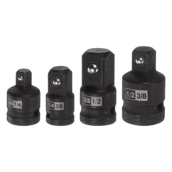 Impact Socket Adapter Set 1/4" 3/8" 1/2" Cr-V Steel for Impact Driver, 4 Pieces