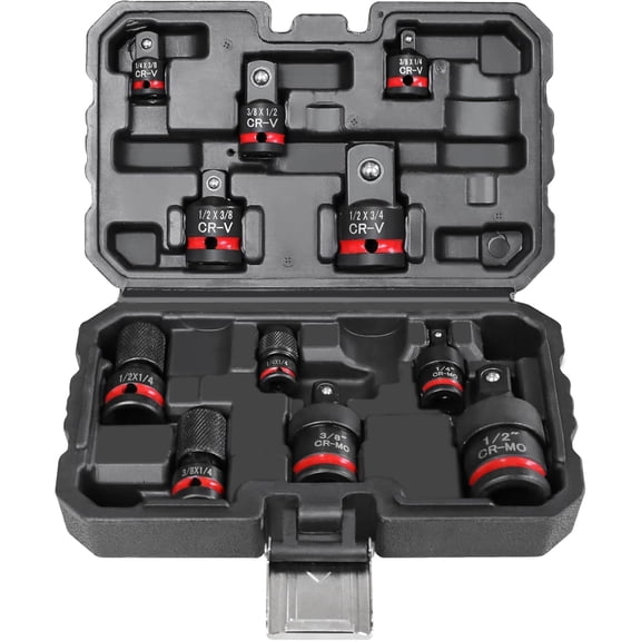 Impact Socket Adapter Set 11 Piece Swivel Adapters 1 4 3 8 1 2 Hex Converters Impact Wrench Adapters For Auto Repair (Black)