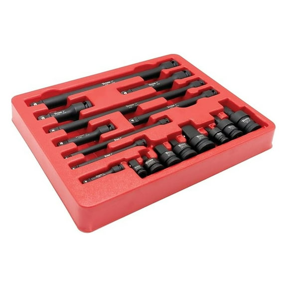 Impact Socket Adapter Set 17-Piece - 1/4", 3/8", 1/2" Drive Universal Joint Wobble Extension & Socket Adapters - Heavy Duty Impact Rated