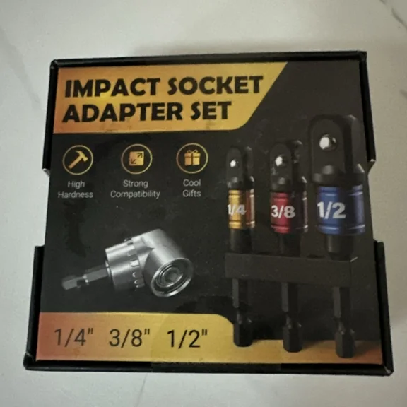 Impact Socket Adapter Set For Drill - Tools For Men Gadgets 1/4" 3/8" 1/2"