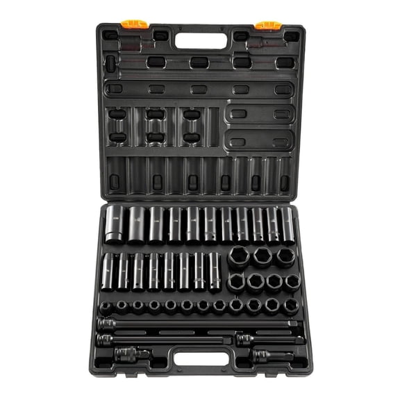 Impact Socket Set 1/2 Inch Drive, 43 Piece - 6-Point Standard & Deep Sockets, Metric 9-30mm, with Storage Case for Mechanics & Automotive Repair