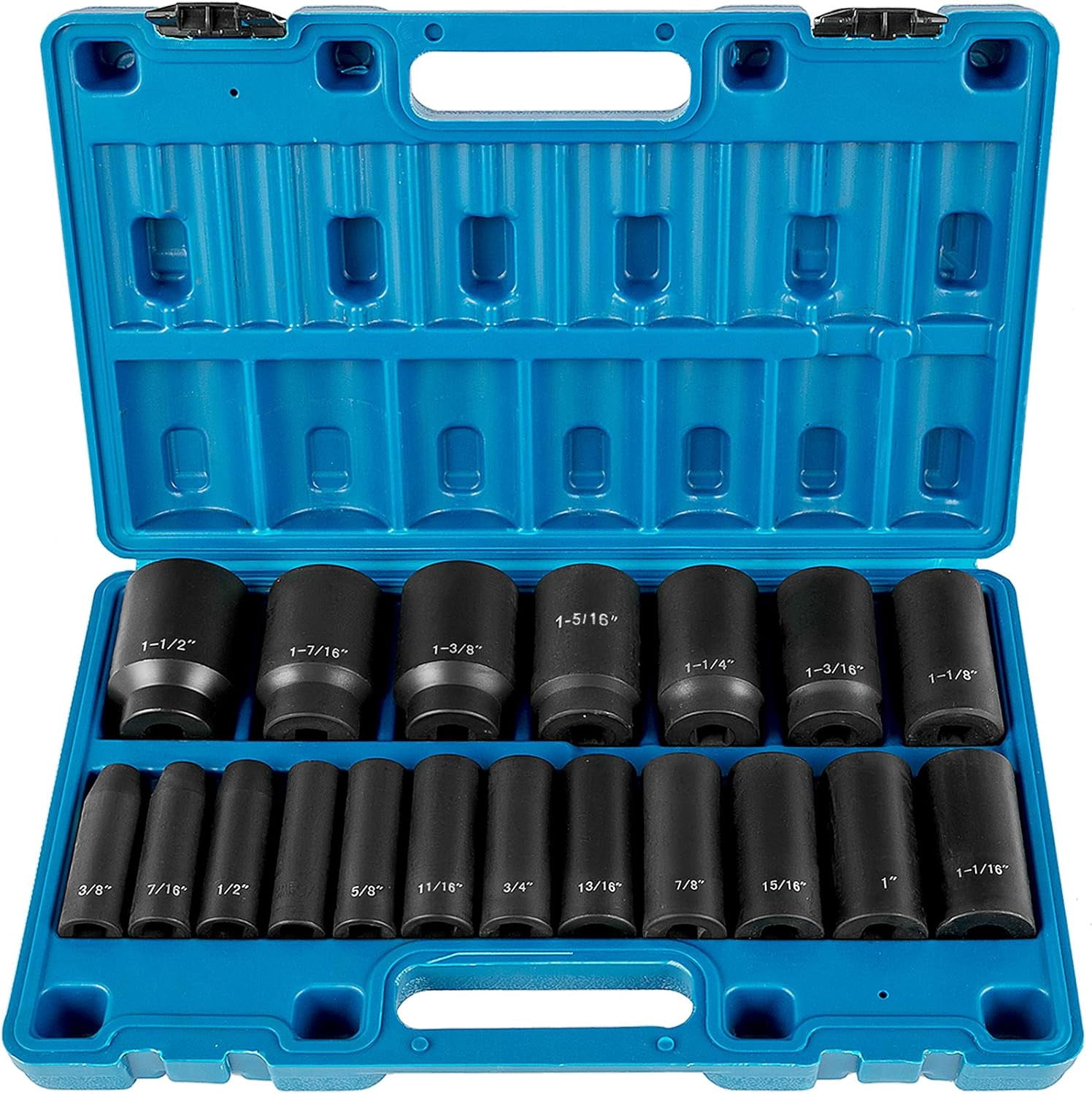 Impact Socket Set 1/2 Inches 19 Piece, Deep Socket, 6-Point Sockets ...