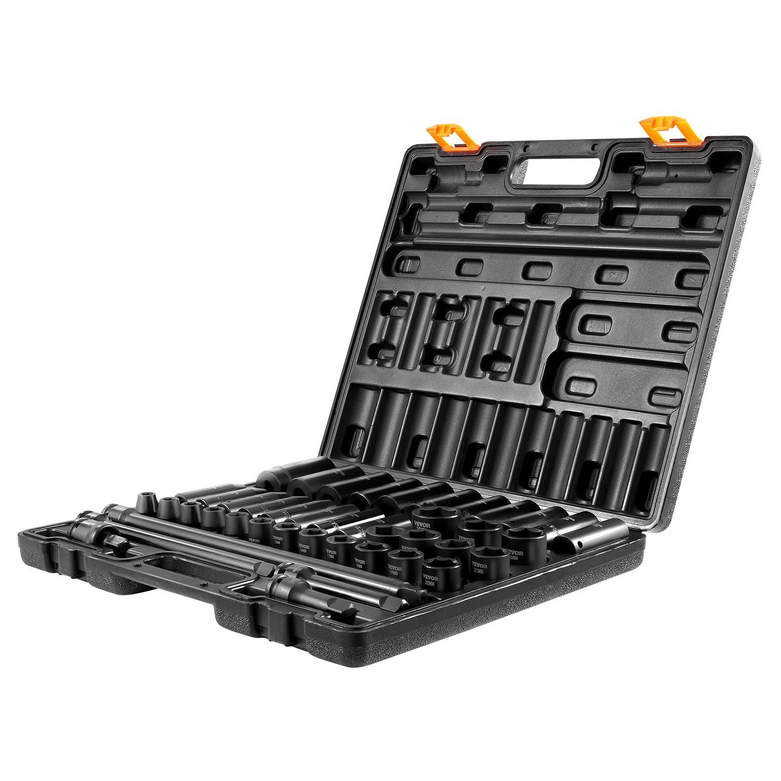 Impact Socket Set 1/2 Inches 43 Piece Impact Sockets, Standard Socket Assortment, 1/2 Inches Drive Socket Set 6-Point Sockets Metric 9-30mm