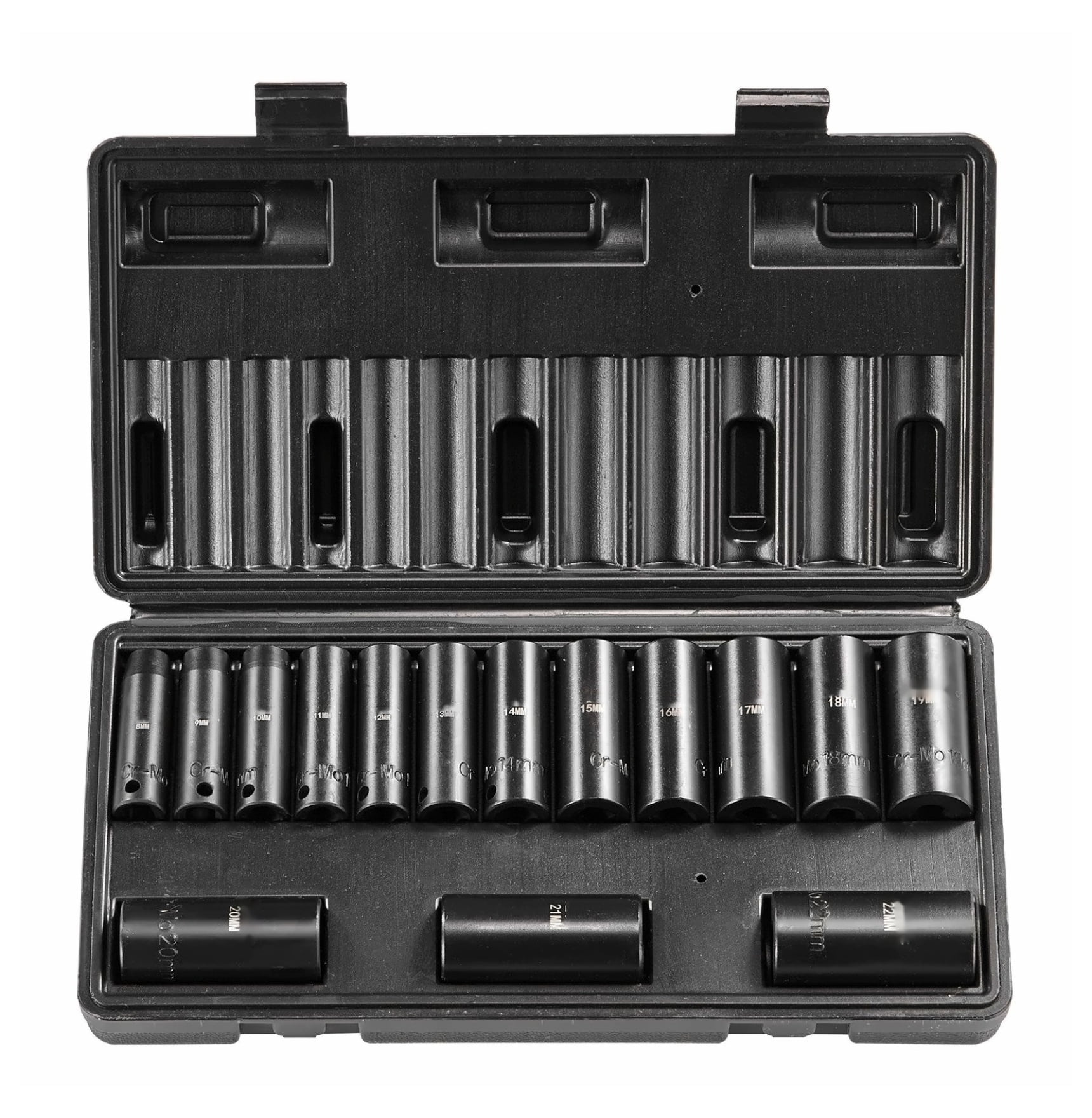 Impact Socket Set 15pcs 3/8 Drive - 6-Point Bit Ratchet Tool Kit - Automotive Repair - Cr-Mo Steel