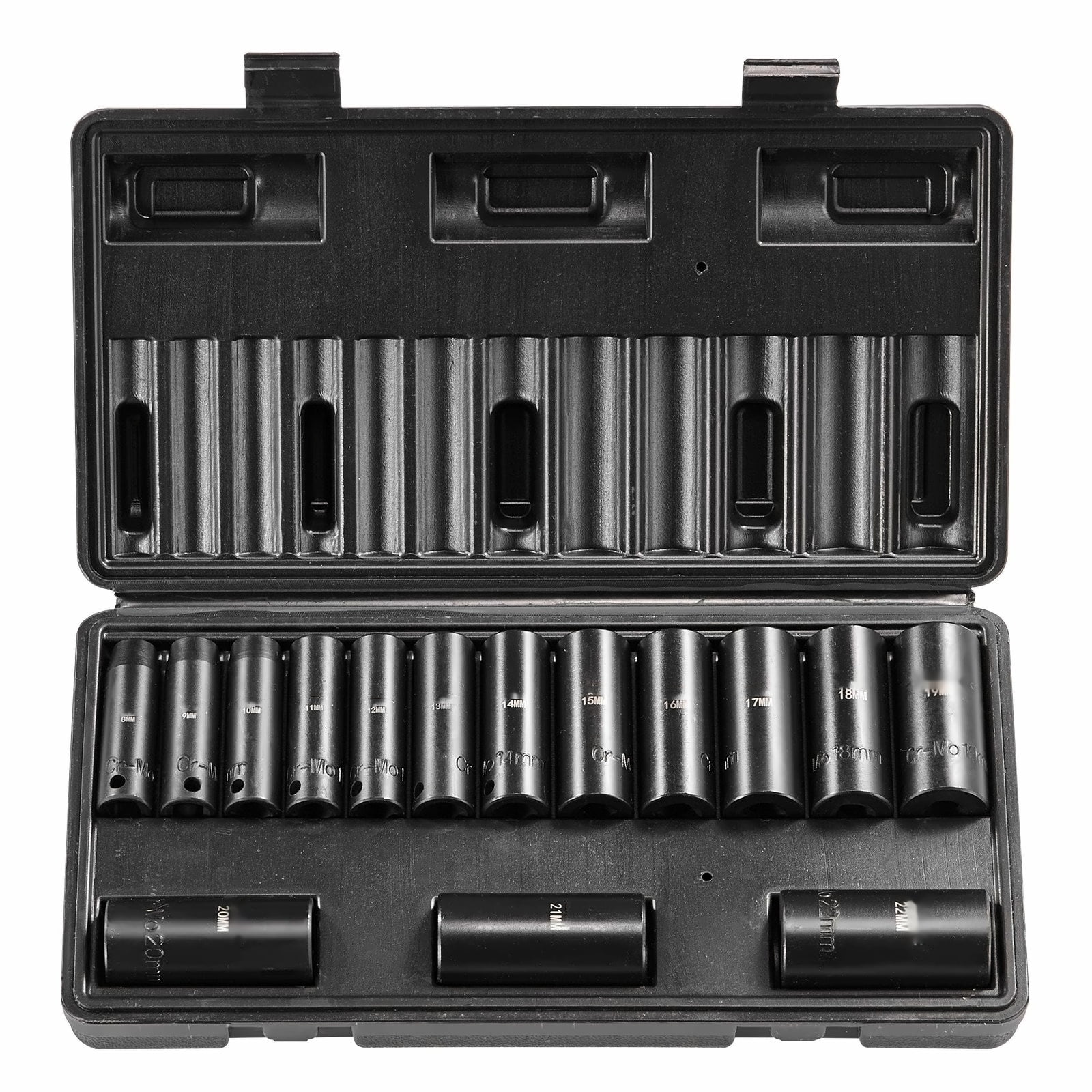 Impact Socket Set 15pcs 3/8in Drive - 6-Point Metric Sockets - Impact Rated Cr-Mo Steel - Automotive Repair Tool Kit with Portable Case