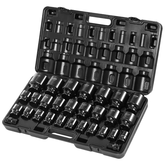 Impact Socket Set 3/4 Inches 29 Piece Impact Sockets, 6-Point Sockets, Rugged Construction, CR-M0, 3/4 Inches Drive Socket Set Impact SAE 3/4 inch - 2-1/2 inch, with a Storage Cage,