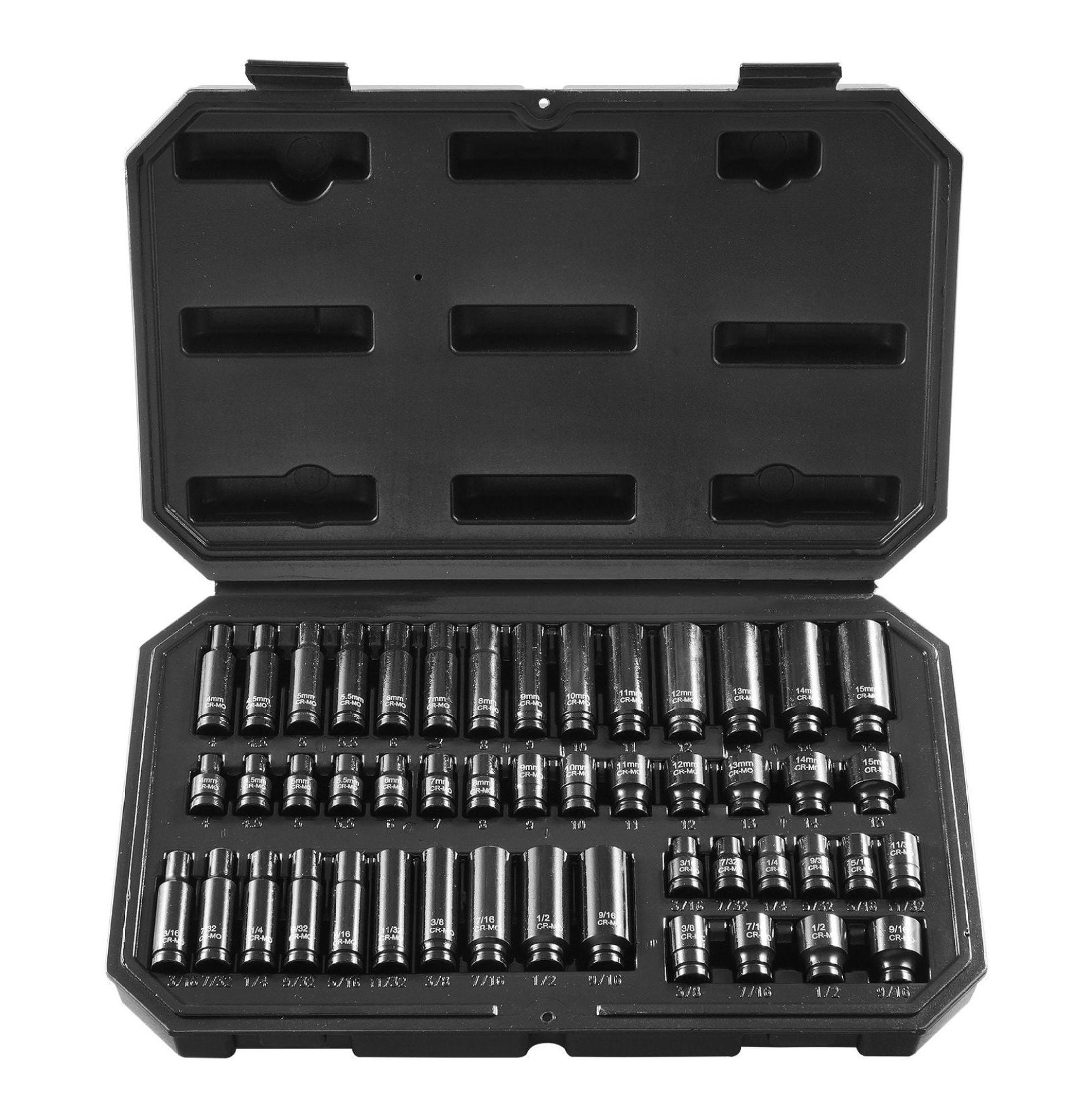 Impact Socket Set 48pcs 1/4 Drive - 6-Point Bit Ratchet Tool Kit with Case, CR-MO Steel, Metric/SAE, Automotive Repair & Industrial Use