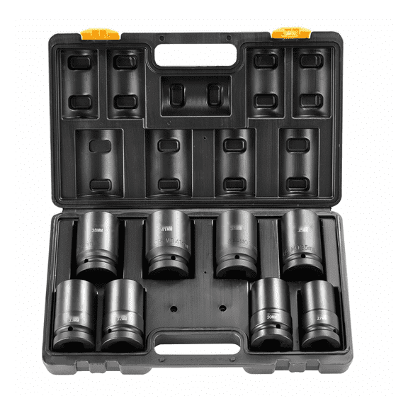 Impact Socket Set 8pc 1" Drive - 6-Point Bit Ratchet Tool Kit - Automotive Repair - Cr-Mo Steel