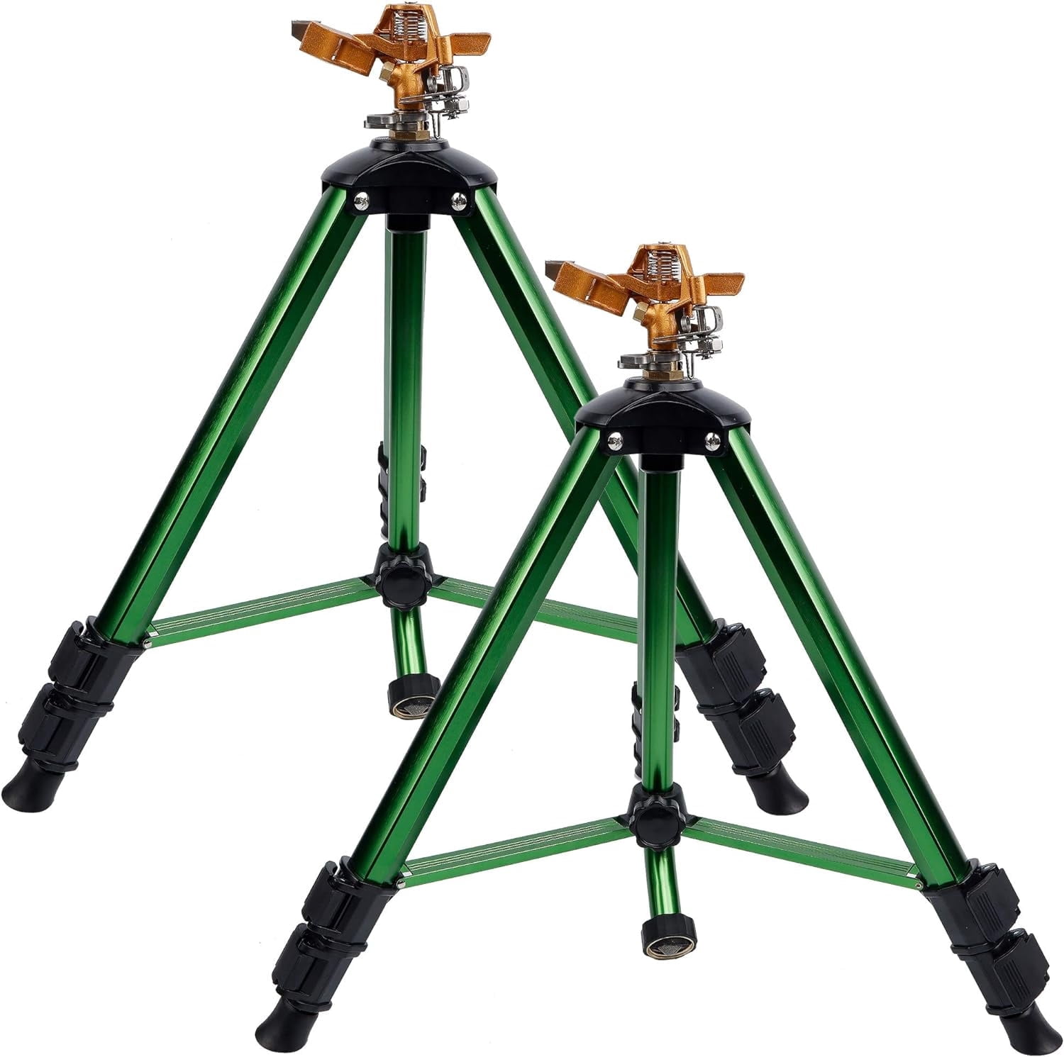Impact Sprinkler on Tripod Base, Tripod Sprinkler with 300 Degree Coverage, Heavy Duty Water Sprinkler for Lawn/Yard/Garden, 2 Pack