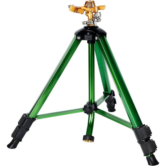 Impact Sprinkler on Tripod Base, Tripod Sprinkler with 300 Degree Coverage, Heavy Duty Water Sprinkler for Lawn/Yard/Garden