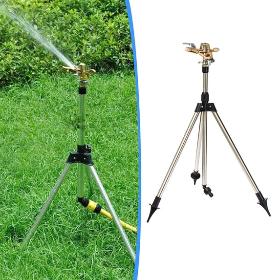 Impact Sprinkler on Tripod Base, Tripod Sprinkler with 300 Degree Large Area Coverage, Extra Tall Heavy Duty Water Sprinkler for Lawn/Yard/Garden