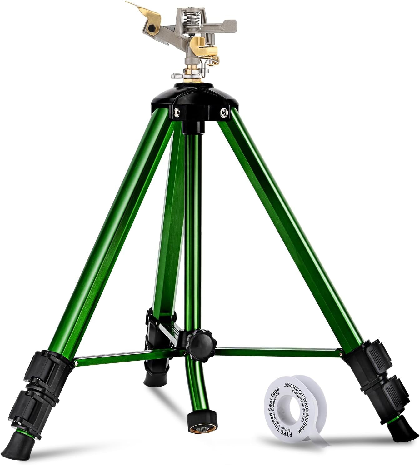 Impact Sprinkler Head on Tripod Base, 360 Degree Large Area Coverage Irrigation Lawn Sprinkler with Telescoping Tripod Sprinkler, Water Sprin 並行輸入 Orbit 58308N Tripod Sprinkler