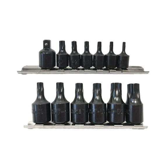 Impact Tamper Star Bit Set 15 Pieces 1/4 Inch 3/8 Inch Socket Bits Forged Steel
