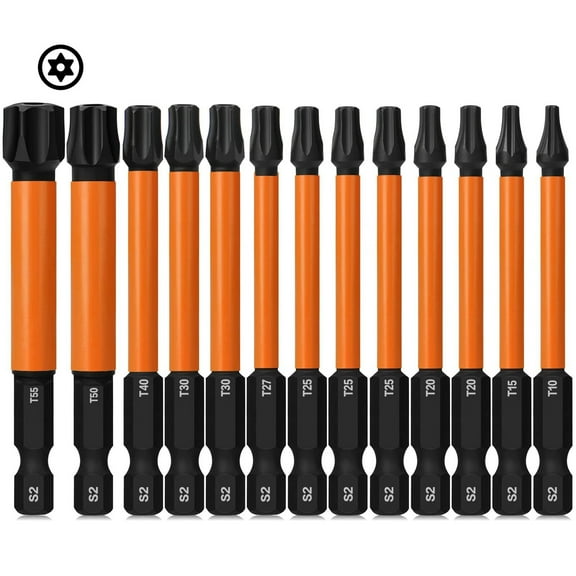 Impact Torx Bit Set 13pcs (T10-T55),3" Security Torx Bit Set, Tamper Proof Torx Screwdriver Sets for Impact Driver