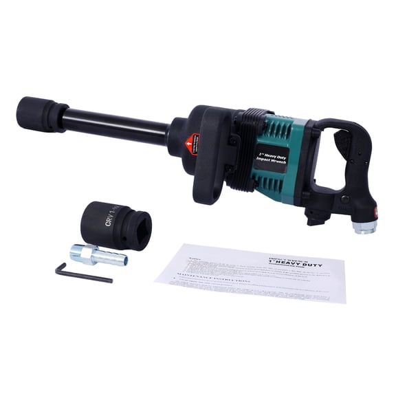 Impact Wrench 1 Inch Pneumatic - Long Shank Air Impact Gun with 38mm & 41mm Sockets - 1900 ft-lbs Torque - Truck Repair Tool
