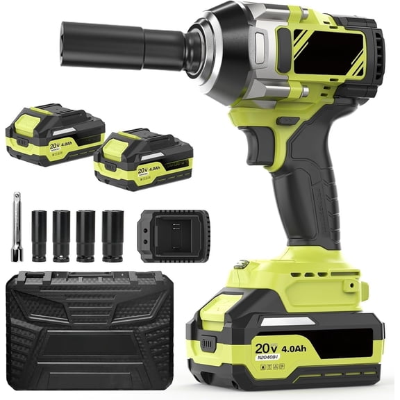 Impact Wrench 1000N.m (740 ft-lbs) with 2 x 4.0Ah  and  1/2 inch Brushless Electirc Impact Driver   High Torque Impact  for / and  Use